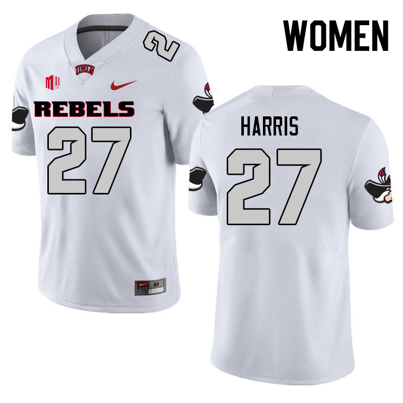 Women #27 BJ Harris UNLV Rebels College Football Jerseys Stitched Sale-White - Click Image to Close